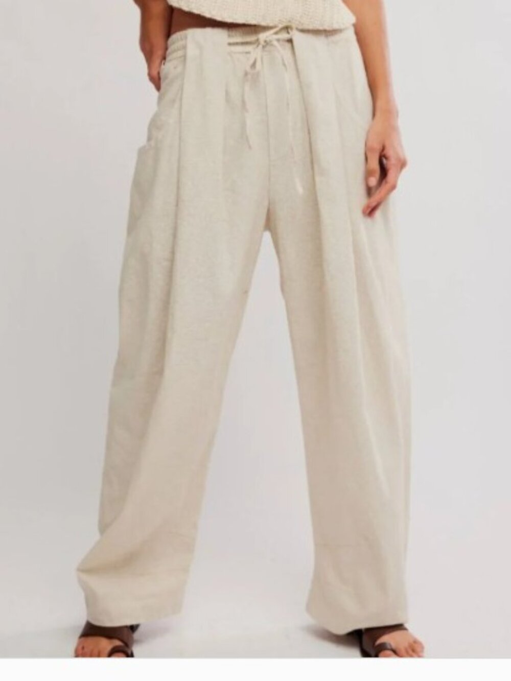 Free People - Chambers Laid Back Pants - Linen / Summer Sand - M